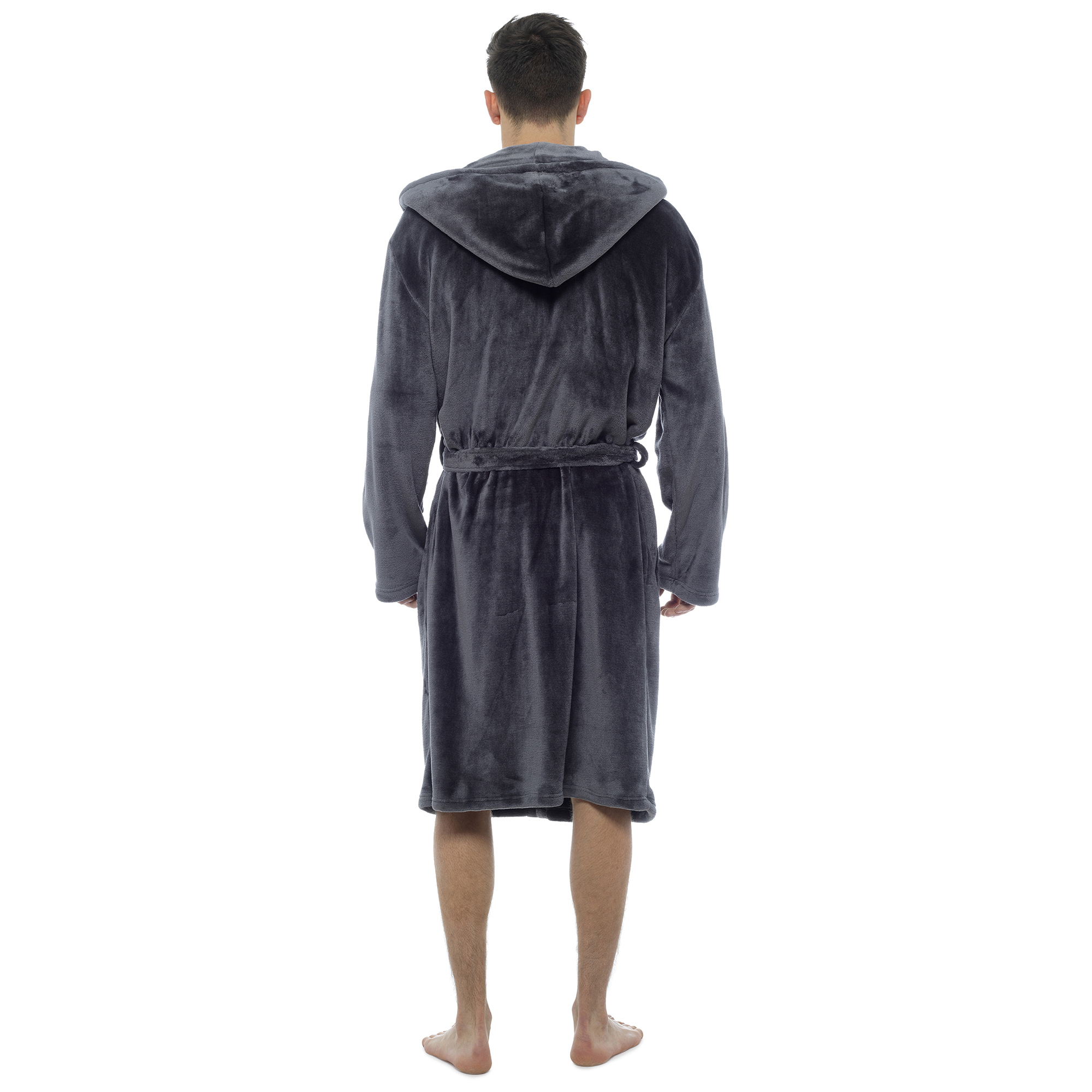 iSmalls Men's Luxury Hooded Soft Fleece Bath Robe Dressing Gown with